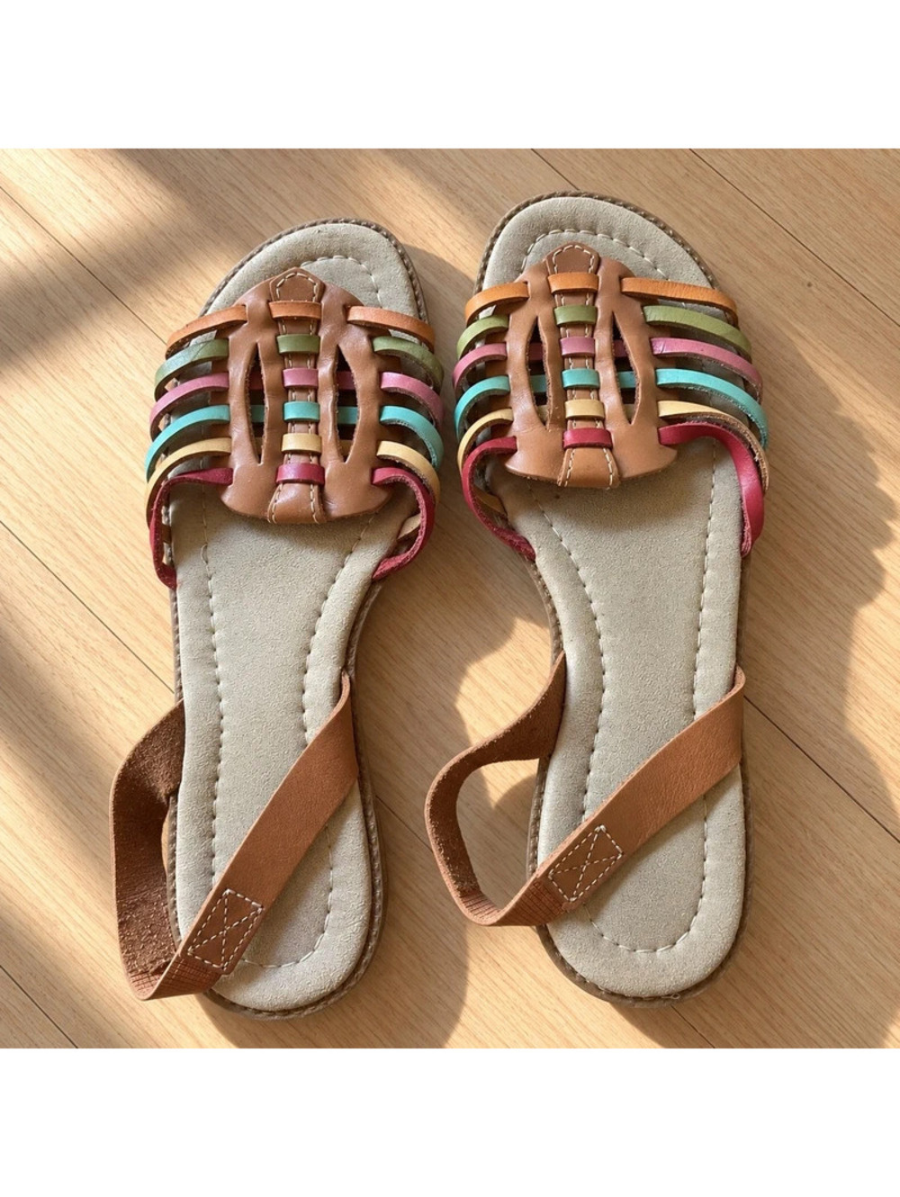 Montego Bay Club 8.5 Multicolor Woven Leather Huarache Slingback Sandals